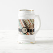 Llama Monogram Stripes Stein Bierpul (Voorkant rechts)