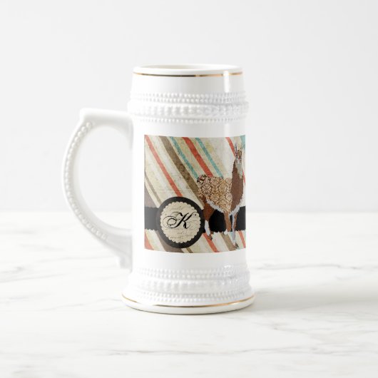 Llama Monogram Stripes Stein Bierpul (Links)