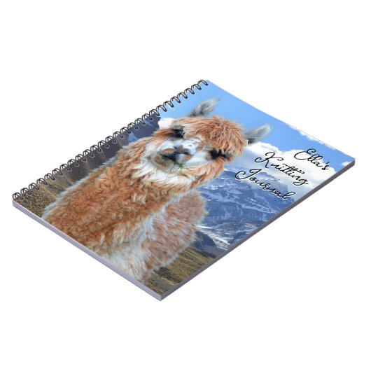 Llama Mountains Personalized Knitting Journal Notitieboek (Linkerzijde)