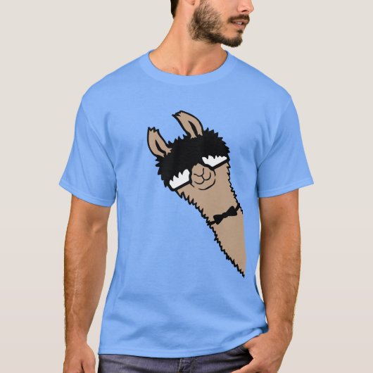 Llama Nerd Cool Alpaca Peeking Sunglasses Bow Tie T-shirt (Voorkant)