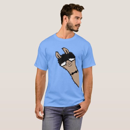 Llama Nerd Cool Alpaca Peeking Sunglasses Bow Tie T-shirt (Voorkant volledig)