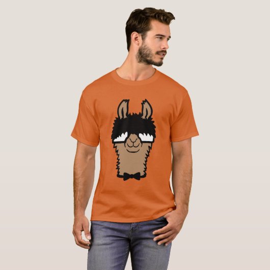 Llama Nerd Geek Glasses Bow Tie Funny Alpaca T-shirt (Voorkant volledig)
