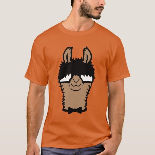 Llama Nerd Geek Glasses Bow Tie Funny Alpaca T-shirt (Voorkant)