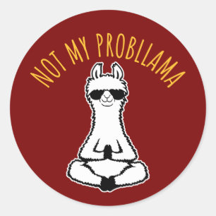 Llama Niet Mijn Probllama Meditatie Yoga Zonnebril Ronde Sticker