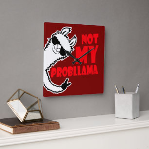 Llama Niet Mijn Probllama Vredeshand Teken Zonnebr Vierkante Klok
