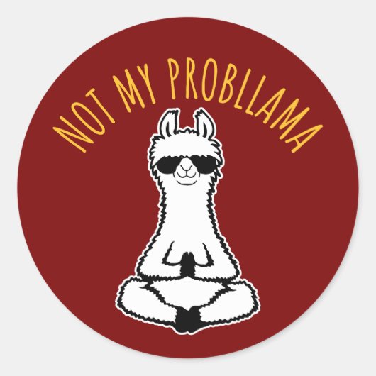 Llama Not My Probllama Meditation Yoga Sunglasses Ronde Sticker (Voorkant)