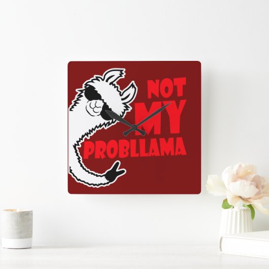 Llama Not My Probllama Peace Hand Sign Sunglasses Vierkante Klok (Huis)