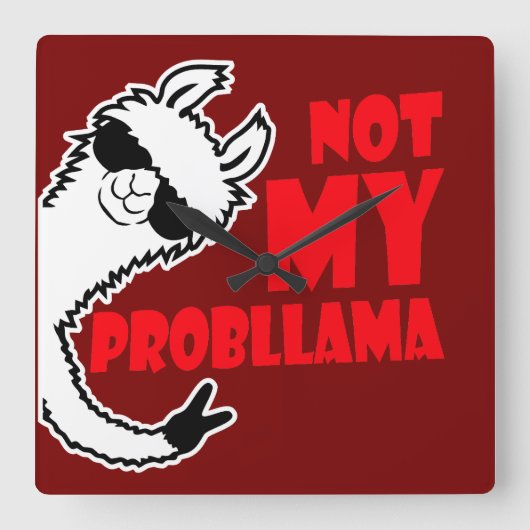 Llama Not My Probllama Peace Hand Sign Sunglasses Vierkante Klok (Voorkant)