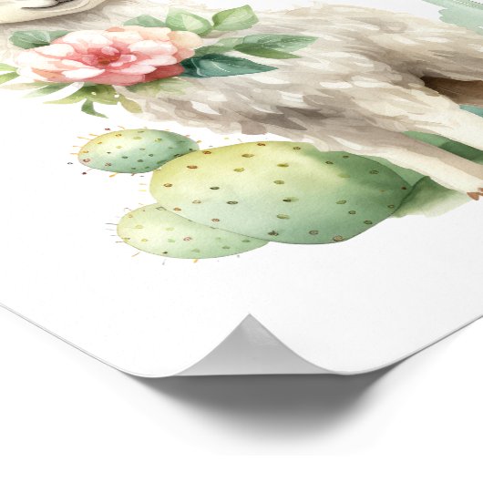 Llama Nursery Decor Schattige Llama Waterverf Poster (Hoek)