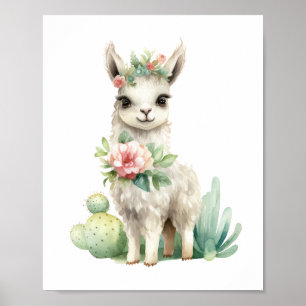 Llama Nursery Decor Schattige Llama Waterverf Poster