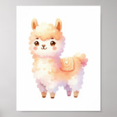 Llama Nursery Decor Schattige Llama Waterverf Poster (Voorkant)