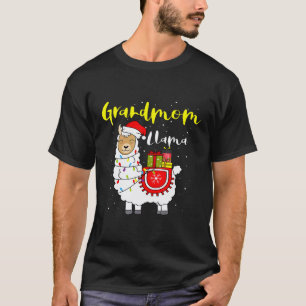 Llama Oma Lichten Kerstman Hoed Kerst Pyjama Match T-shirt