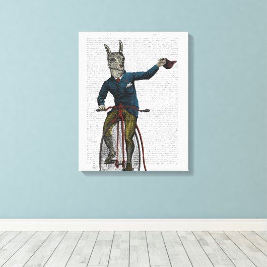 Llama op Bike Canvas Afdruk (Insitu (Houten vloer))