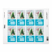 Llama op Silver Bokeh en Icy Blue Kerstmis Etiket (Full Sheet)