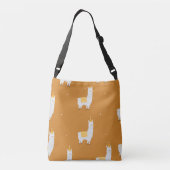 Llama, oranje achtergrond: verjaardagspatroon. crossbody tas (Achterkant)
