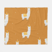 Llama, oranje achtergrond: verjaardagspatroon. fleece deken (Voorkant (Horizontaal))