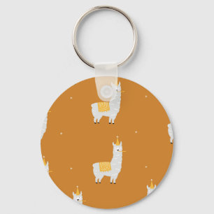 Llama, oranje achtergrond: verjaardagspatroon. sleutelhanger