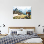 Llama Overzien Ruins | Machu Picchu, Peru Canvas Afdruk (Insitu (Slaapkamer))