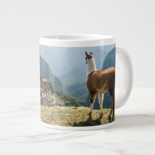 Llama Overzien Ruins Machu Picchu, Peru Grote Koffiekop