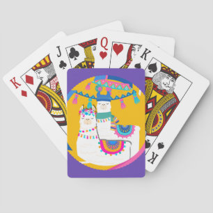 Llama Paars Blauw Geel Kleurrijk Whimsical Schatti Pokerkaarten