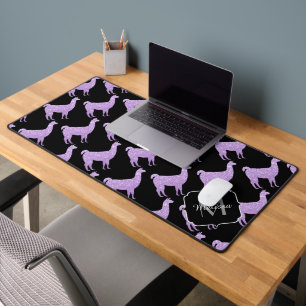 Llama Paarse lavendel Sparkles patroon Monogram Bureaumat