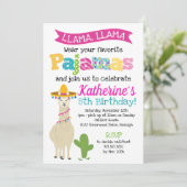 Llama Pajama Birthday Party Kaart (Staand voorkant)