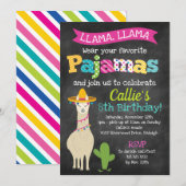Llama Pajama Birthday Party Kaart (Voorkant / Achterkant)