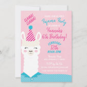 Llama Pajama Party Birthday Invitation Kaart (Voorkant)