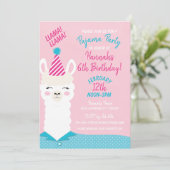 Llama Pajama Party Birthday Invitation Kaart (Staand voorkant)