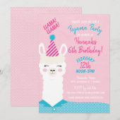 Llama Pajama Party Birthday Invitation Kaart (Voorkant / Achterkant)