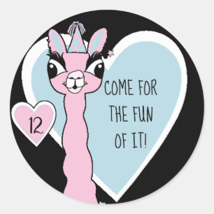 Llama Pajama Roze Meisjespartij Ronde Sticker