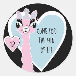 Llama Pajama Roze Meisjesslaappartij Ronde Sticker