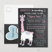 Llama Pajama Sleepover Party Chalkboard Briefkaart (Voorkant / Achterkant)