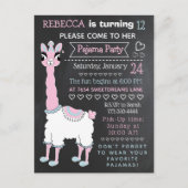 Llama Pajama Sleepover Party Chalkboard Briefkaart (Voorkant)