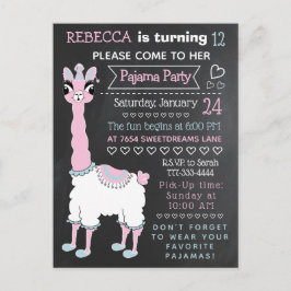 Llama Pajama Sleepover Party Chalkboard Briefkaart