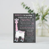 Llama Pajama Sleepover Party Chalkboard Briefkaart (Staand voorkant)