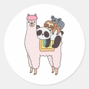 Llama Panda Sloth Koala Slapen Ronde Sticker