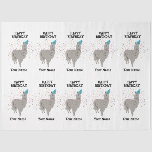 Llama-partout - Dier met een partijgenaam Tissuepapier (Voorkant)