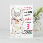 Llama Party Girl Party Animals Llama Fun Birthday Kaart (Staand voorkant)