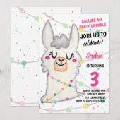 Llama Party Girl Party Animals Llama Fun Birthday Kaart (Voorkant / Achterkant)