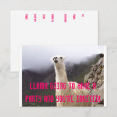 Llama Party nodigt uit Kaart (Voorkant / Achterkant)