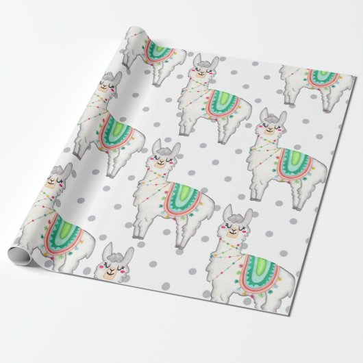 Llama Party Nursery Baby New Born Gift Cadeaupapier (Uitgerold)