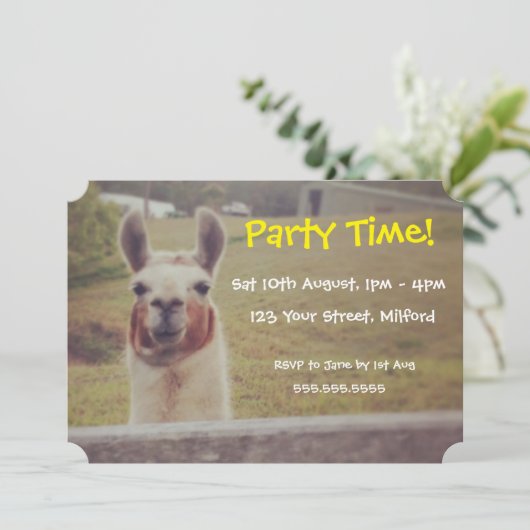 Llama Party uitnodiging (Staand voorkant)