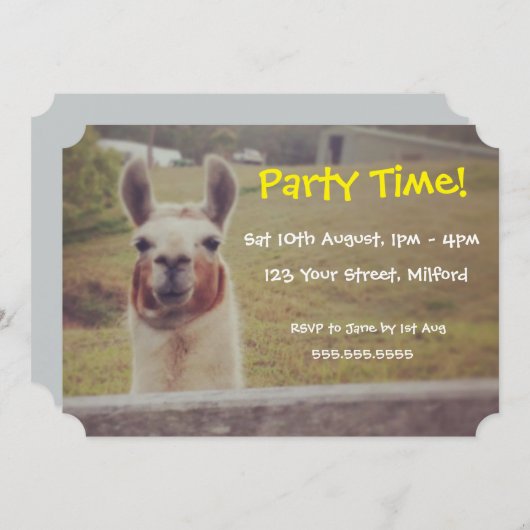 Llama Party uitnodiging (Voorkant / Achterkant)