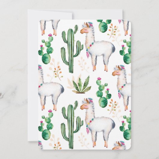 Llama Party Waterverf Baby shower Uitnodiging (Achterkant)