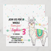 Llama Party Whole Llama Fun Girl Birthday Kaart (Voorkant / Achterkant)