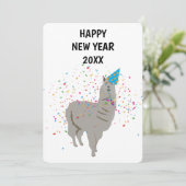 Llama Partying - Animals Holiday New Years Card Feestdagenkaart (Staand voorkant)