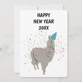 Llama Partying - Animals Holiday New Years Card Feestdagenkaart