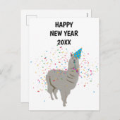 Llama Partying - Animals Holiday New Years Card Feestdagenkaart (Voorkant / Achterkant)