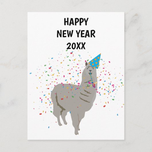 Llama Partying - Animals Holiday New Years Card Feestdagenkaart (Voorkant)